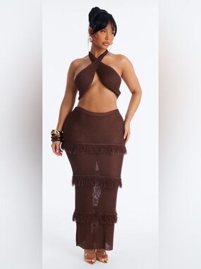 Fashion Nova Crochet Skirt Set